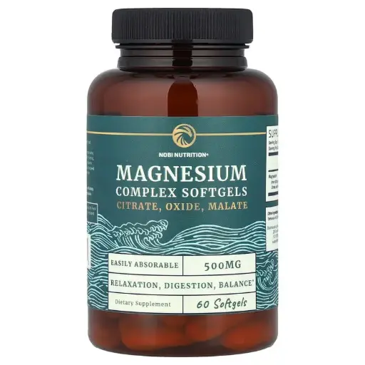 [A0341] Nobi Nutrition, Complejo de magnesio, 500 mg, 60 cápsulas blandas