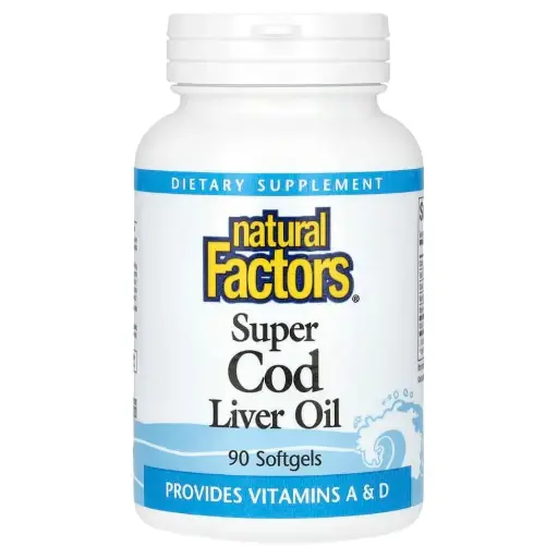 [A0006] Natural Factors, Superaceite de hígado de bacalao, 90 cápsulas blandas