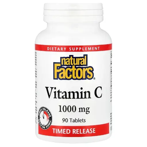 [A0352] Natural Factors, Vitamina C, Liberación prolongada, 1000 mg, 90 comprimidos