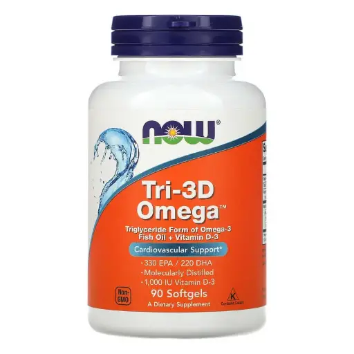 [A0367] NOW Foods, Tri-3D Omega, 330 EPA/220 DHA, 90 cápsulas blandas