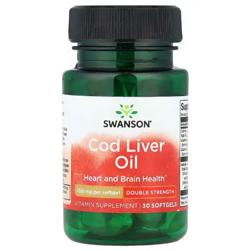 [A0369] Swanson, Aceite de hígado de bacalao, Doble concentración, 30 cápsulas blandas