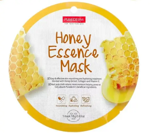 [A0377] Purederm, Mascarilla de belleza Essence, Miel (0,63 oz) 