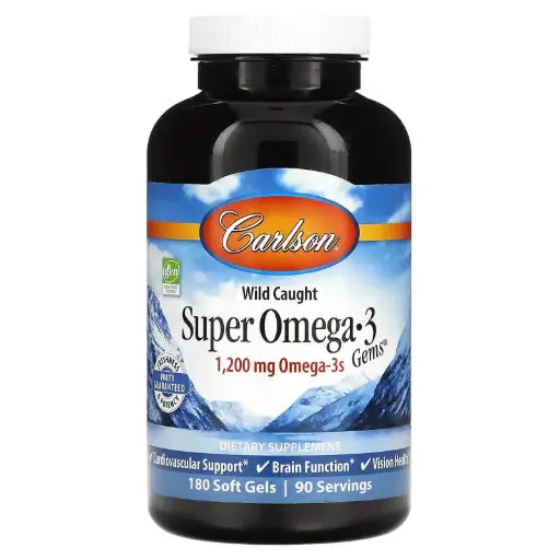 [A0378] Carlson, Supergemas de omega-3 capturados de forma salvaje, 180 cápsulas blandas