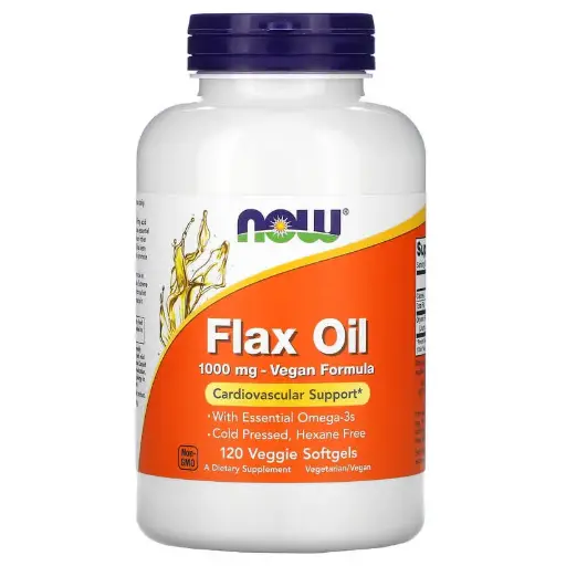 [A0385] NOW Foods, Aceite de lino, 1000 mg, 120 cápsulas blandas vegetales
